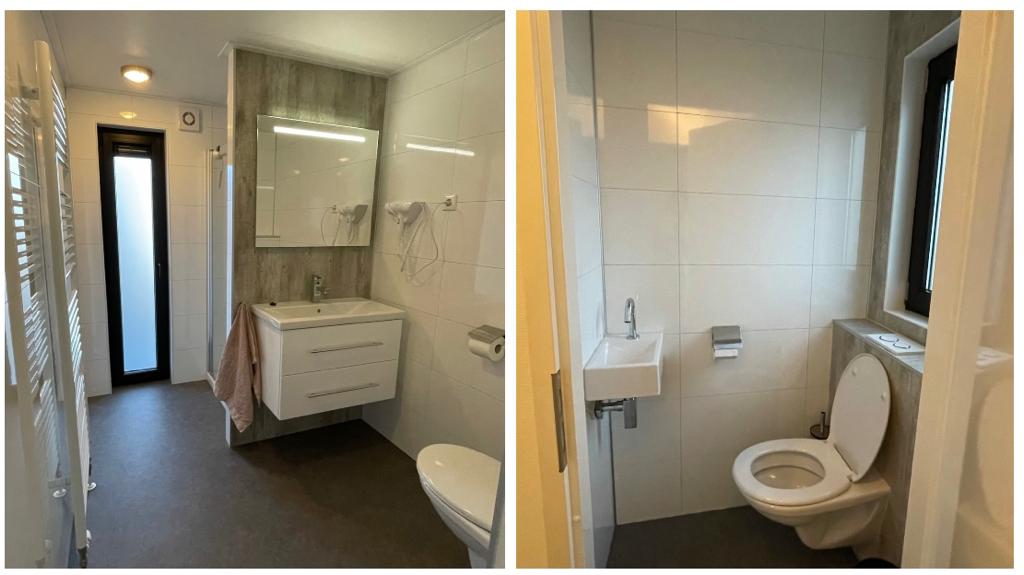 Sanitair - Badkamer met toilet en douche - losse toilet